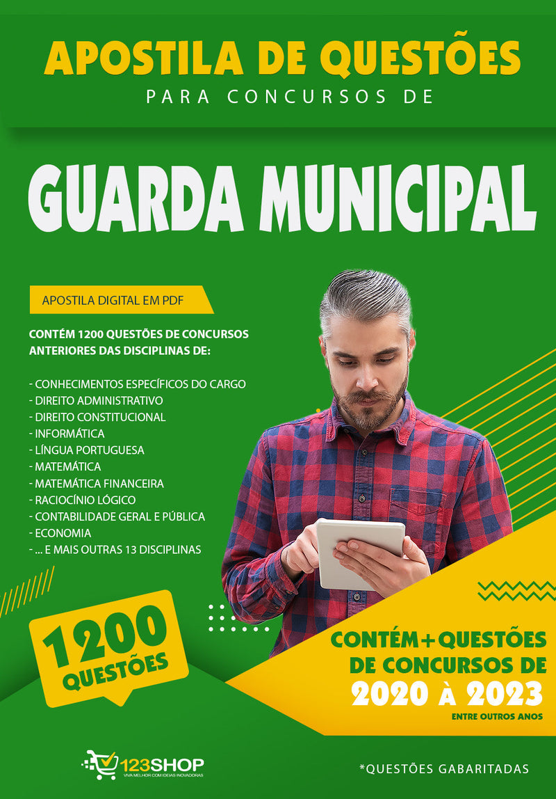 Exercícios para Concursos de Guarda Municipal - Mais de 1.200 Questões Gabaritadas | loja123shop