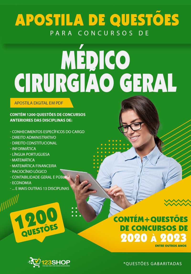 Simulado para Concursos de Médico Cirurgião Geral - Mais de 1.200 Questões Gabaritadas