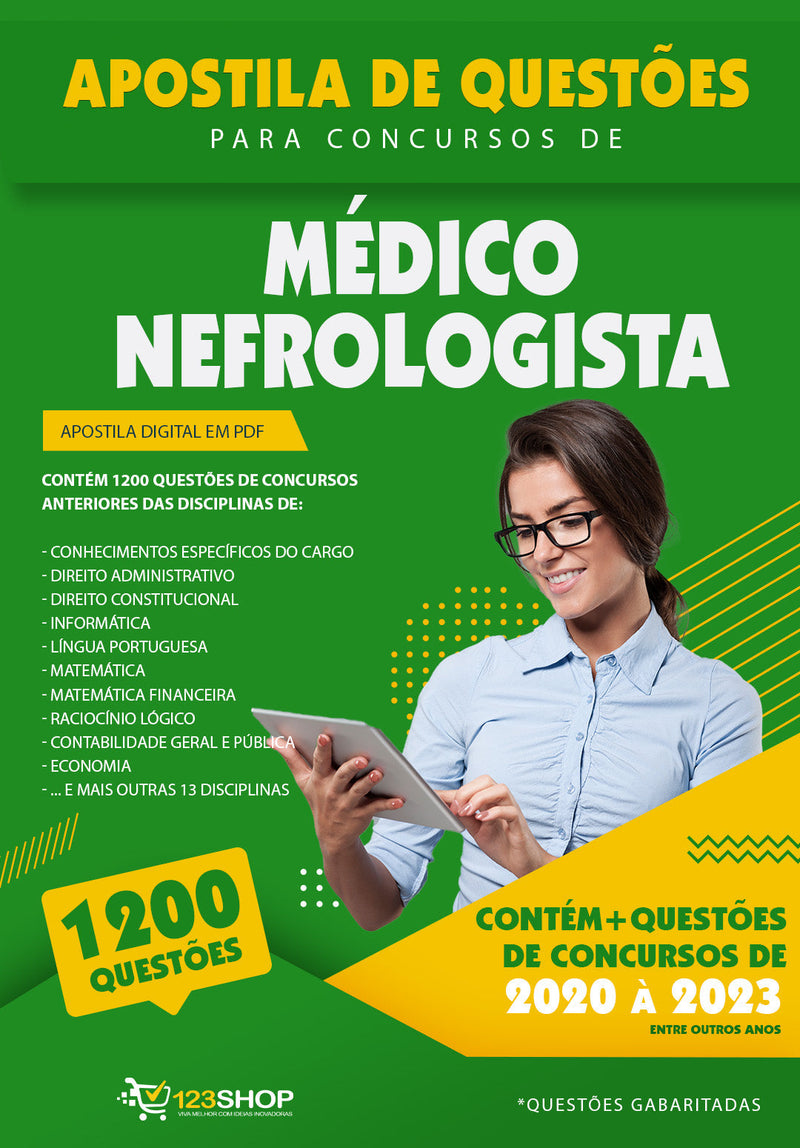 Questões para Concursos de Médico Nefrologista - Mais de 1.200 Questões Gabaritadas | loja123shop