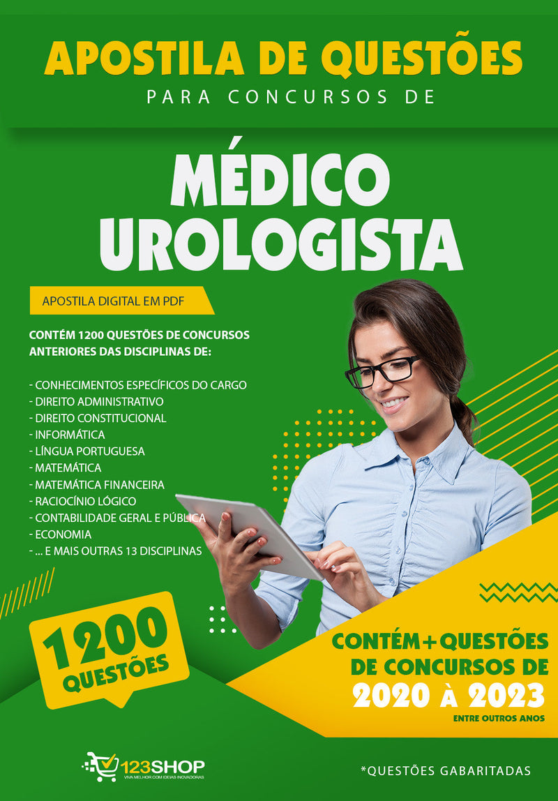 Caderno de Questões para Concursos de Médico Urologista - Mais de 1.200 Questões Gabaritadas | loja123shop
