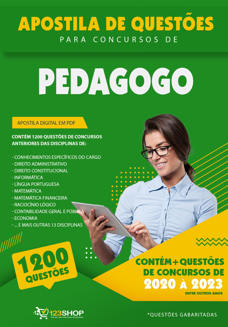 Exercícios para Concursos de Pedagogo - Mais de 1.200 Questões Gabaritadas | loja123shop