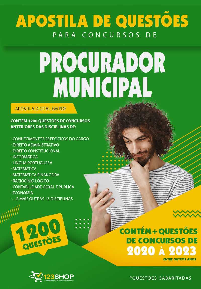 Questões para Concursos de Procurador Municipal - Mais de 1.200 Questões Gabaritadas | loja123shop