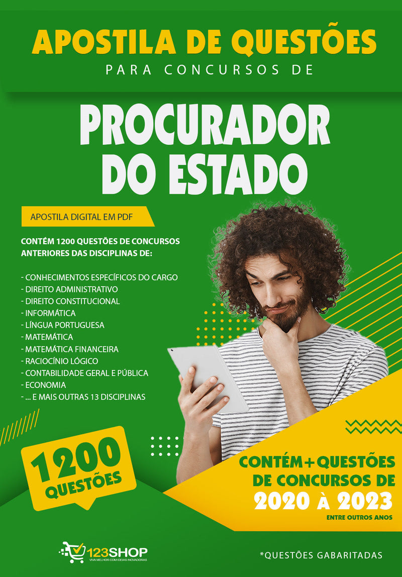 Exercícios para Concursos de Procurador do Estado - Mais de 1.200 Questões Gabaritadas | loja123shop