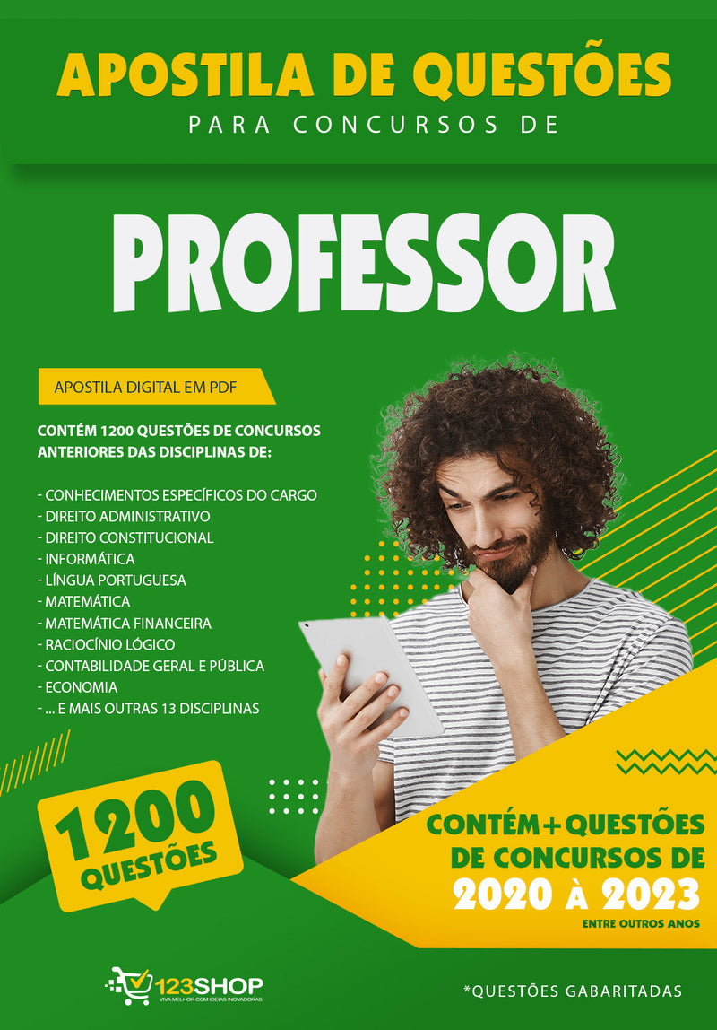 Caderno de Questões para Concursos de Professor - Mais de 1.200 Questões Gabaritadas | loja123shop