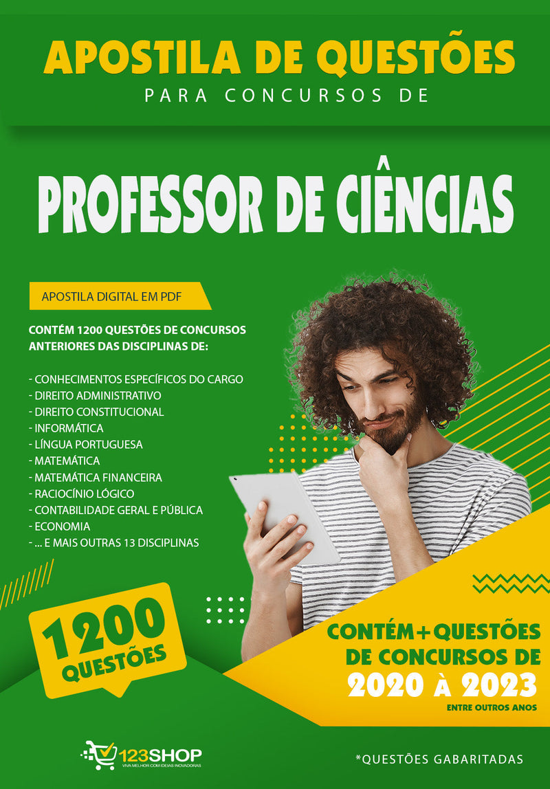 Questões para Concursos de Professor de Ciências - Mais de 1.200 Questões Gabaritadas | loja123shop
