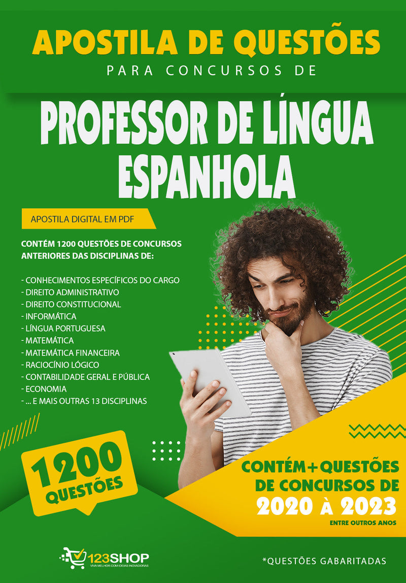 Exercícios para Concursos de Professor de Língua Espanhola - Mais de 1.200 Questões Gabaritadas | loja123shop