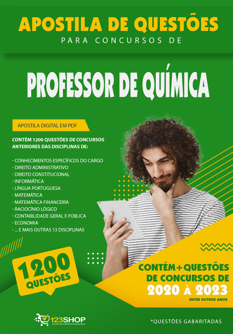 Caderno de Questões para Concursos de Professor de Química - Mais de 1.200 Questões Gabaritadas | loja123shop