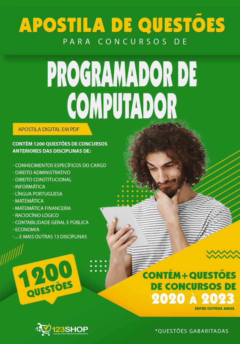 Questões para Concursos de Programador de Computador - Mais de 1.200 Questões Gabaritadas | loja123shop