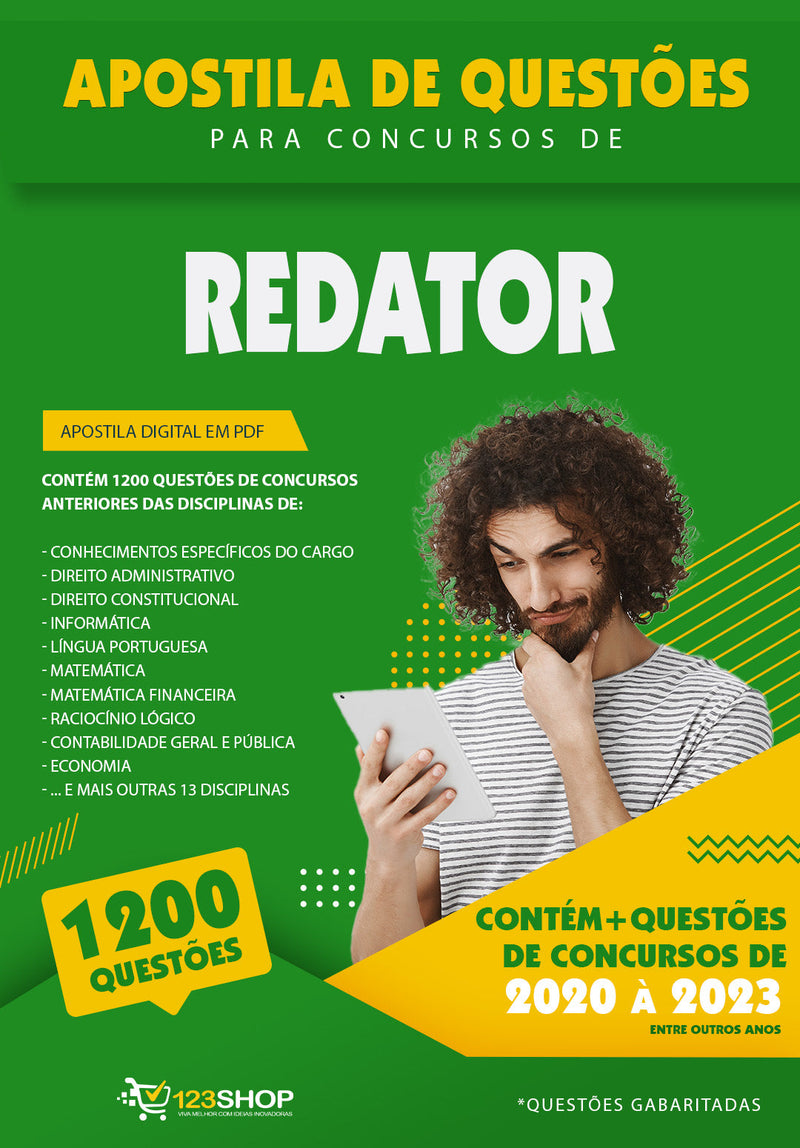 Questões para Concursos de Redator - Mais de 1.200 Questões Gabaritadas | loja123shop