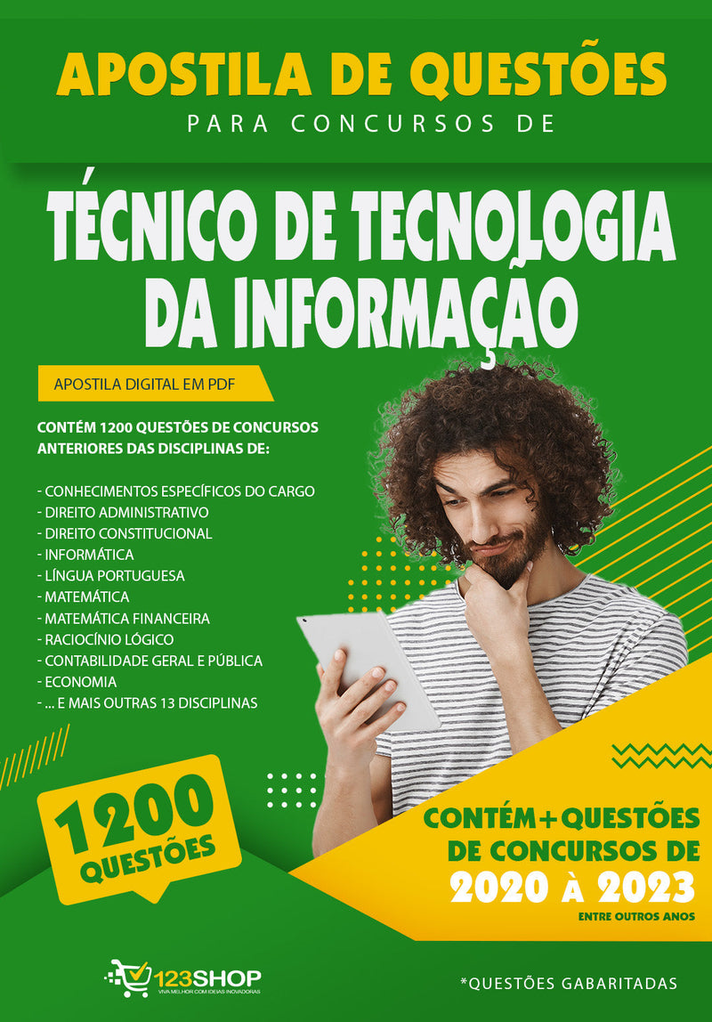 Caderno de Questões para Concursos de Técnico de Tecnologia da Informação - Mais de 1.200 Questões Gabaritadas | loja123shop