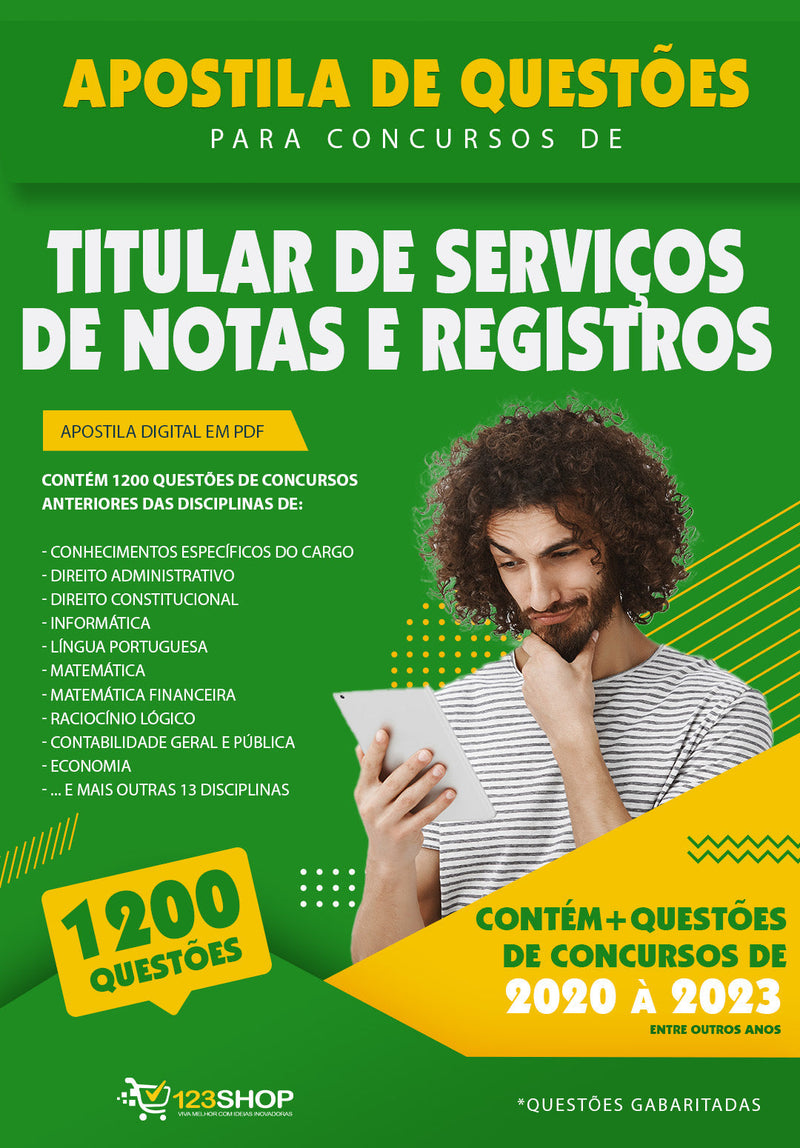 Simulado para Concursos de Titular de Serviços de Notas e de Registros - Mais de 1.200 Questões Gabaritadas