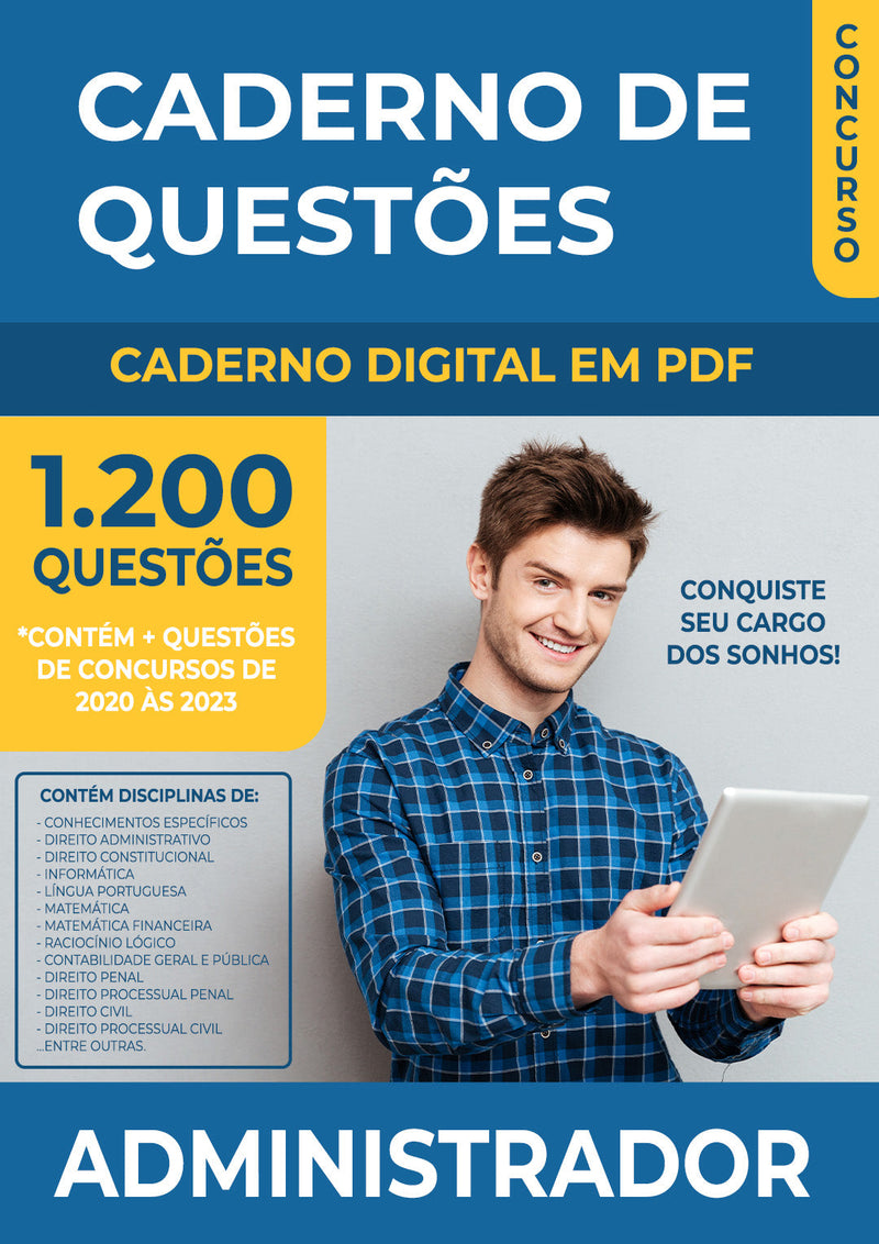 Caderno de Questões para Concursos de Administrador - Mais de 1.200 Questões Gabaritadas | loja123shop