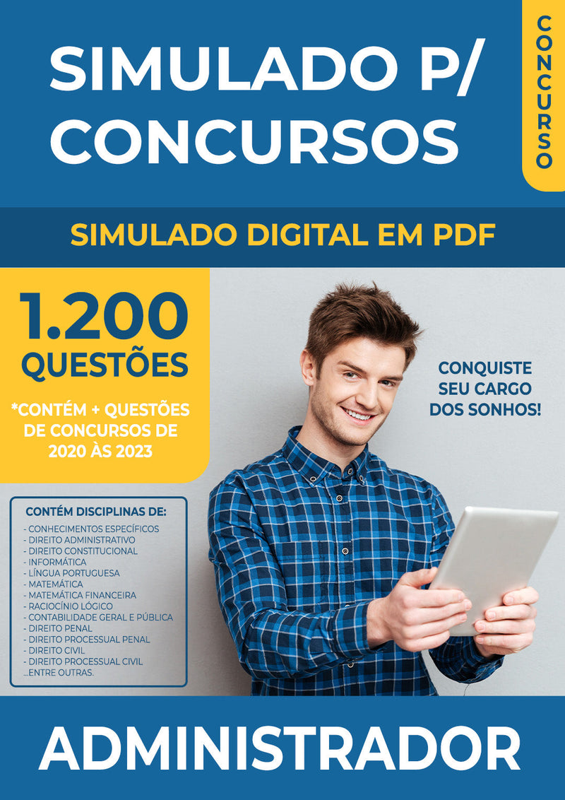 Simulado para Concursos de Administrador - Mais de 1.200 Questões Gabaritadas | loja123shop