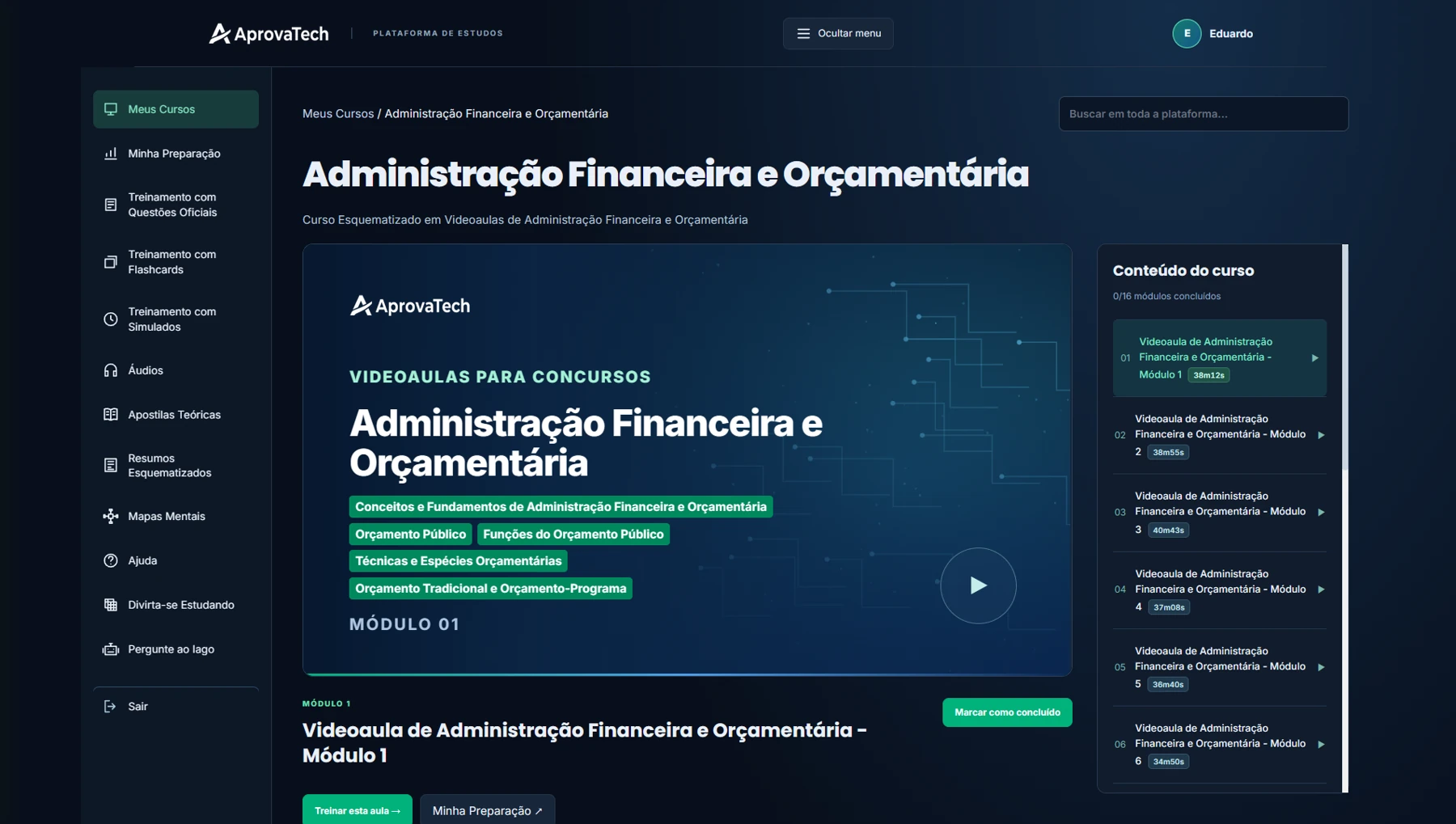 Conteúdo online na plataforma